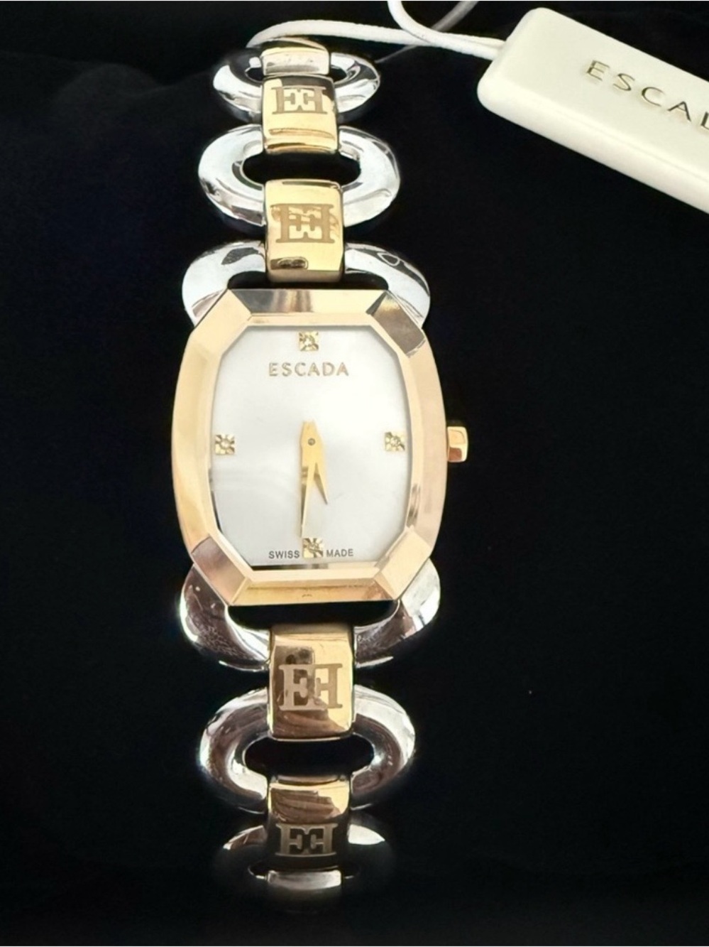 Escada Two-Tone Gold and Silver Link Bracelet Watch with White Dial - Picture 5 of 14